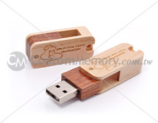 迷你木頭隨身碟 - 樂活旋轉碟5號，旋轉USB